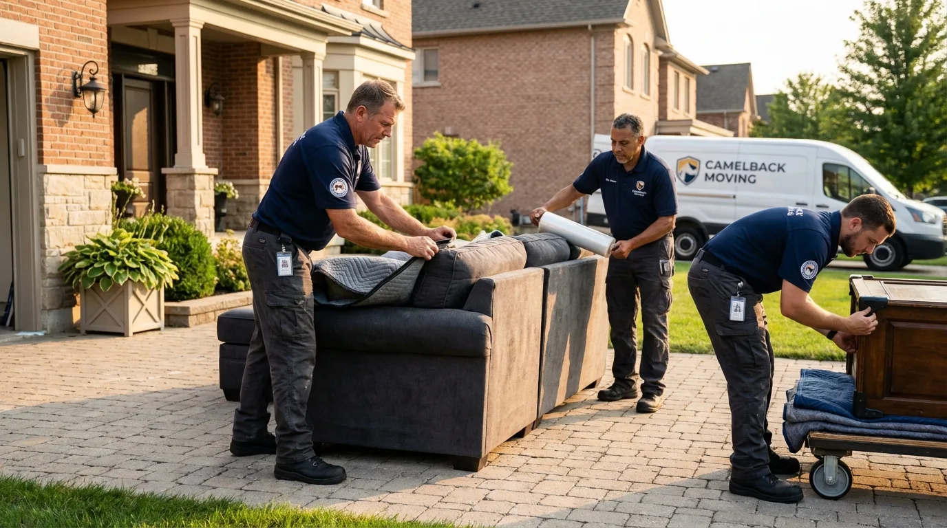 Large estate moving crew wrapping furniture in Toccoa, GA