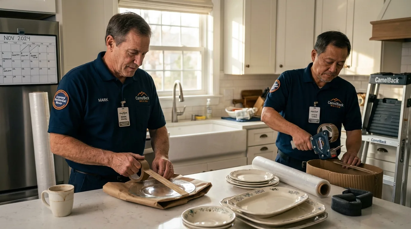 Professional crew packing kitchen dishware in Toccoa, GA